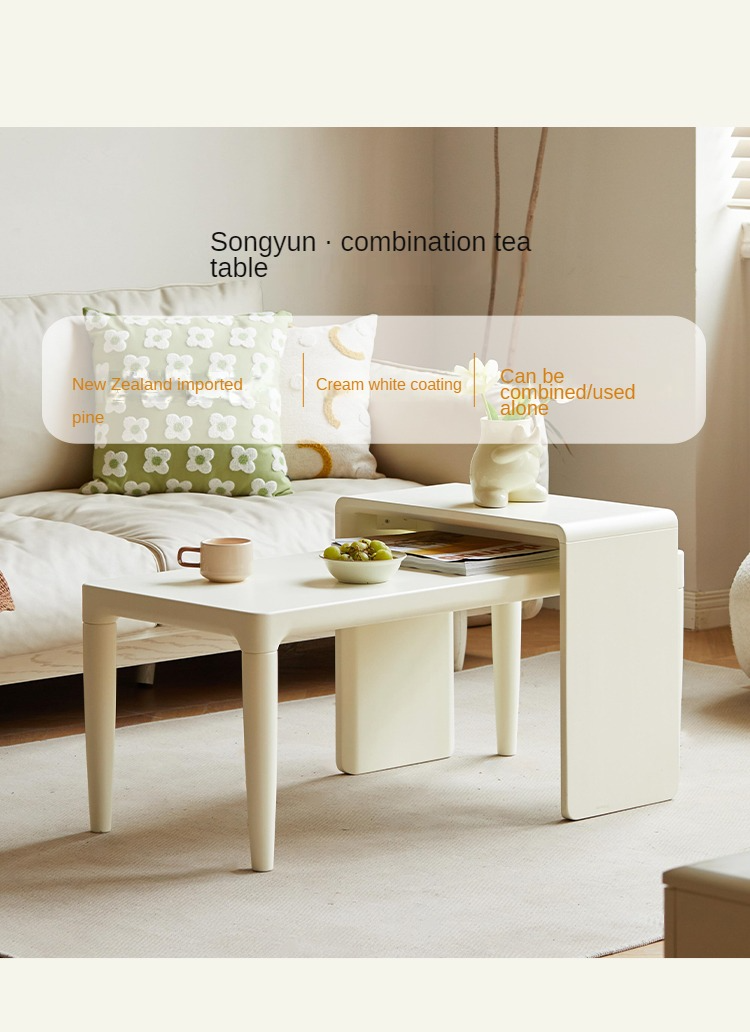 Pine Solid Wood Coffee Table Side Table Nordic Creative Combination