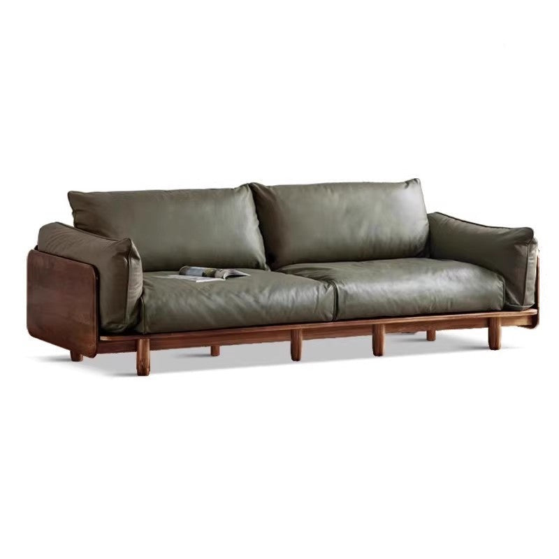 Oak, Ash Solid Wood Sofa Genuine Leather, Fabric.