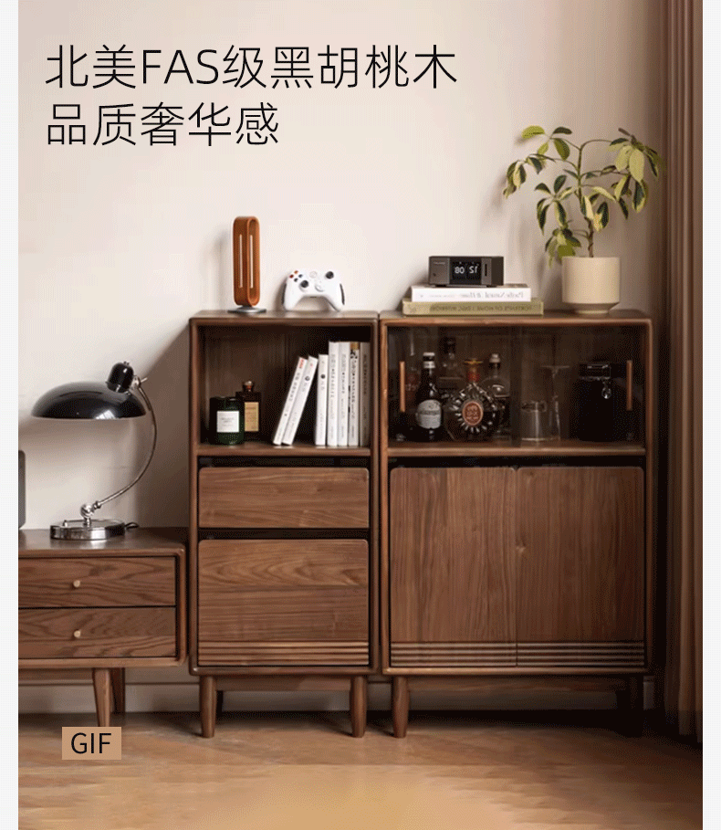 Poplar Solid Wood Italian Style Side Cabinet