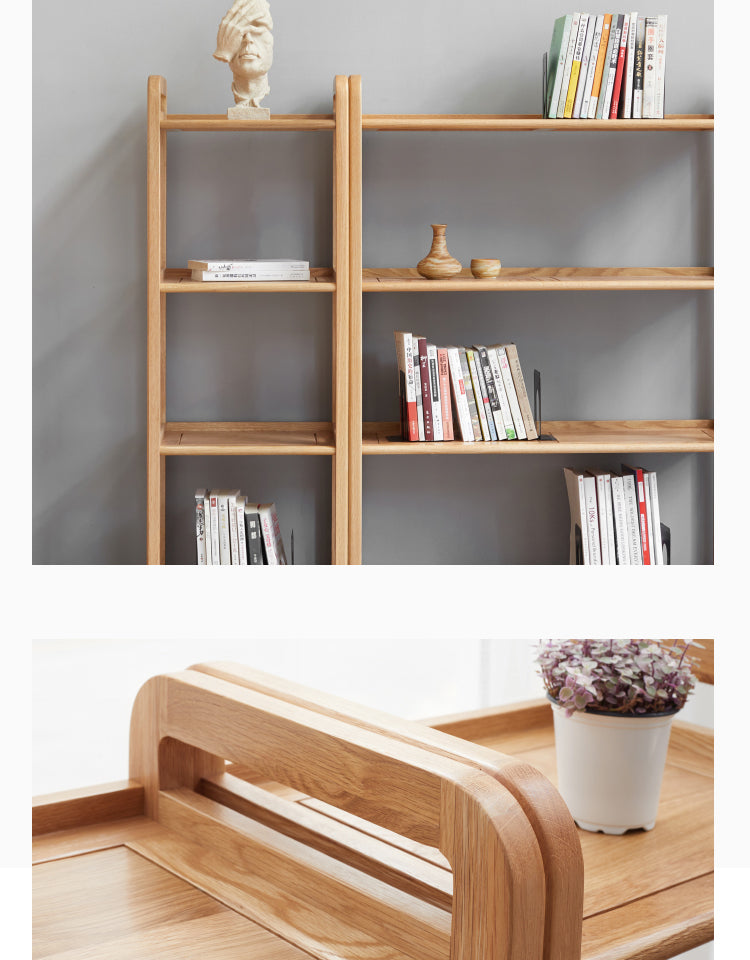 Oak Solid Wood Floor-Standing Bookshelf, Flower Rack
