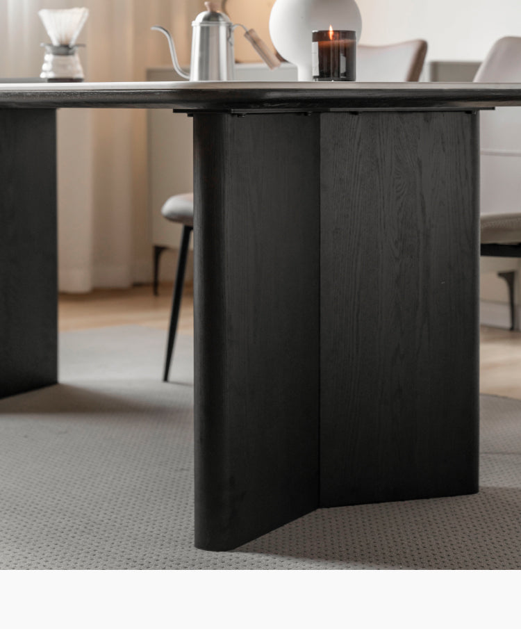 Oak Solid Wood, Solid Rubberwood Slate Italian Dining Table