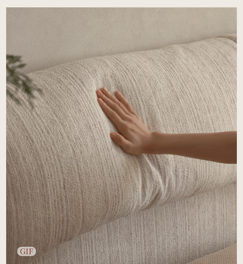 Fabric Beige Soft Bed Modern Style