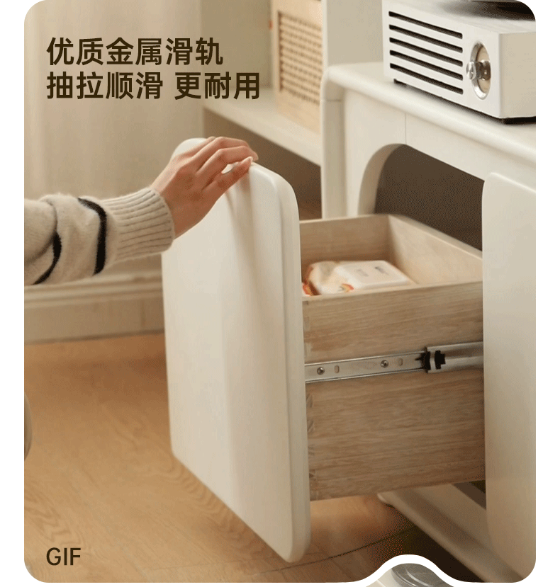 Poplar Solid Wood TV Cabinet Cream Style Floor Cabinet.