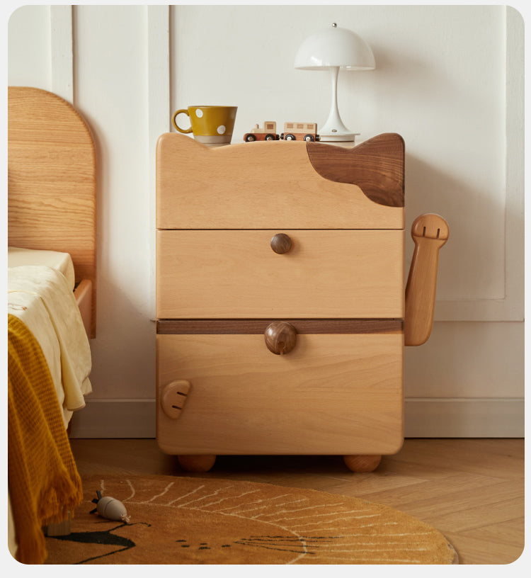 Beech Solid Wood  Kids Chest of Drawers -Type Toy Storage Cabinet