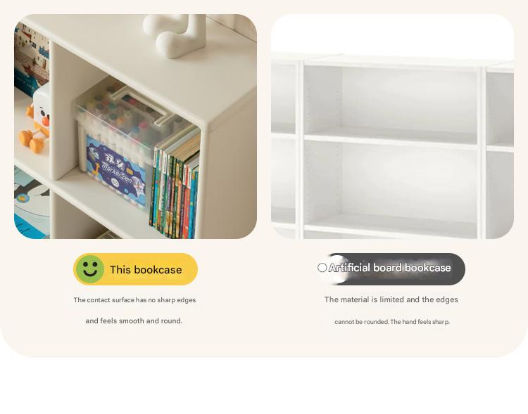 Rubber Solid Wood Cream Style Children's Free Сombination Bookshelf