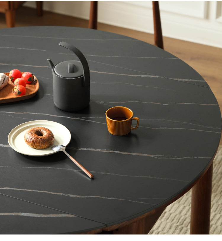 Black Walnut, Ash, Oak Solid Wood Folding Round Dining Table
