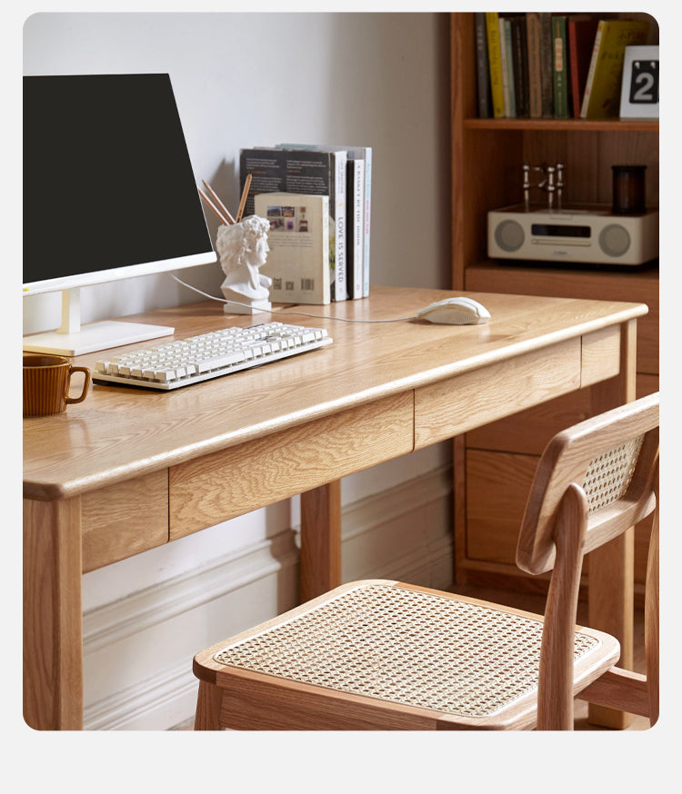 Oak, Ash Solid Wood USB Office Desk