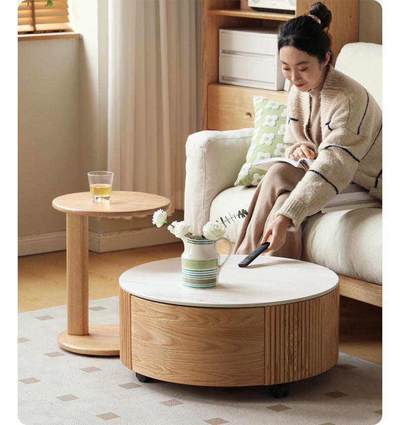 Oak Solid Wood Rock Plate Coffee Table