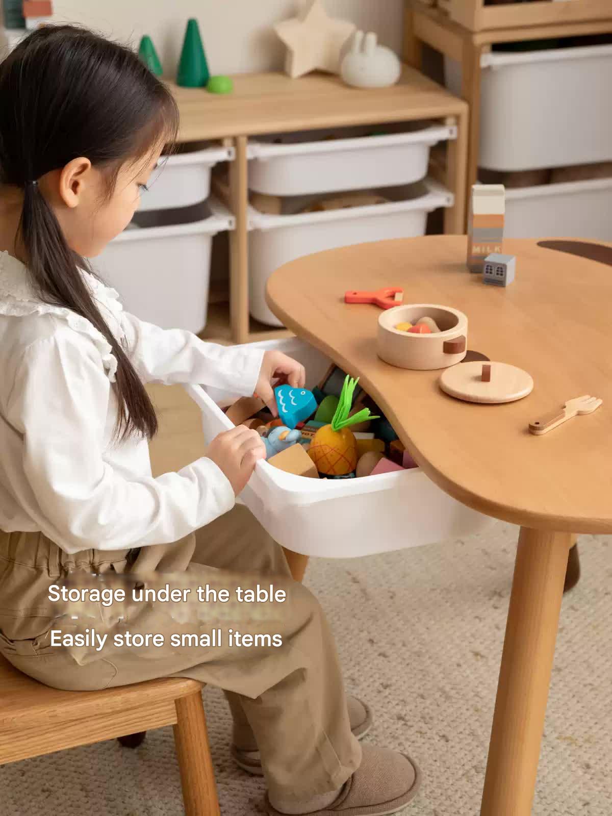 Beech Solid Wood Handmade Children's Table.