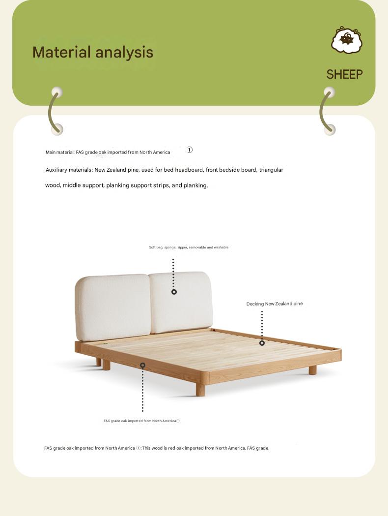 Oak Solid Wood Lamb Fleece Soft Suspension Cream Bed