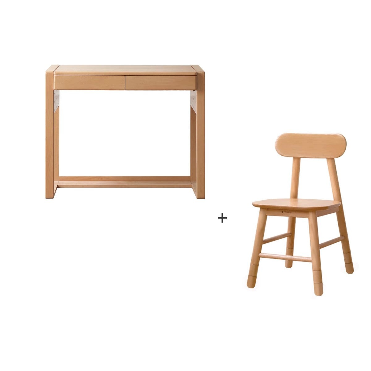 Beech Solid Wood Desk Can Be Lifted and Adjusted