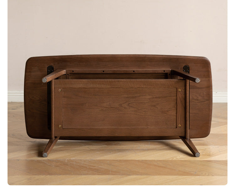 Solid Rubberwood, Beech, Oak Solid Wood Walnut Color Double-Layer Coffee Table