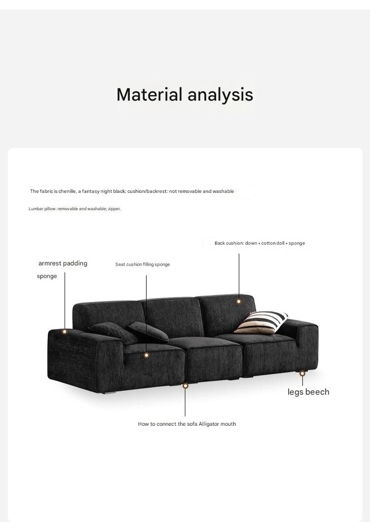 Fabric black tofu block sofa