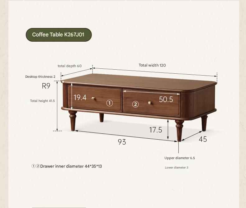 Black Walnut Solid Wood American Retro TV Cabinet.