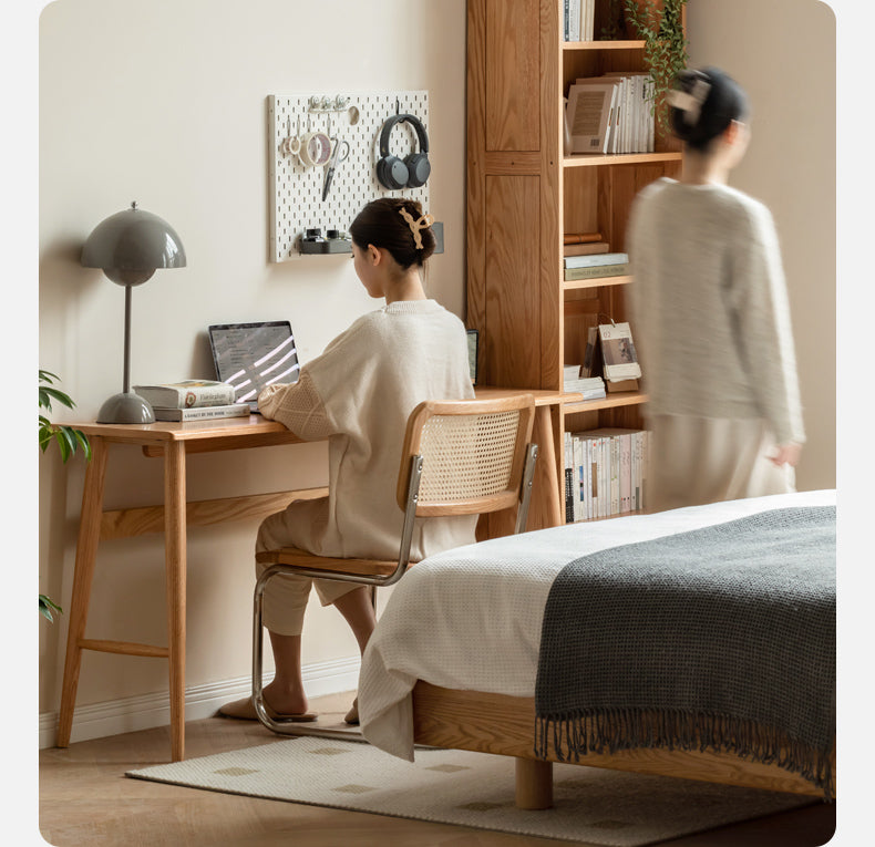 Oak, Cherry Solid Wood Narrow Office Desk