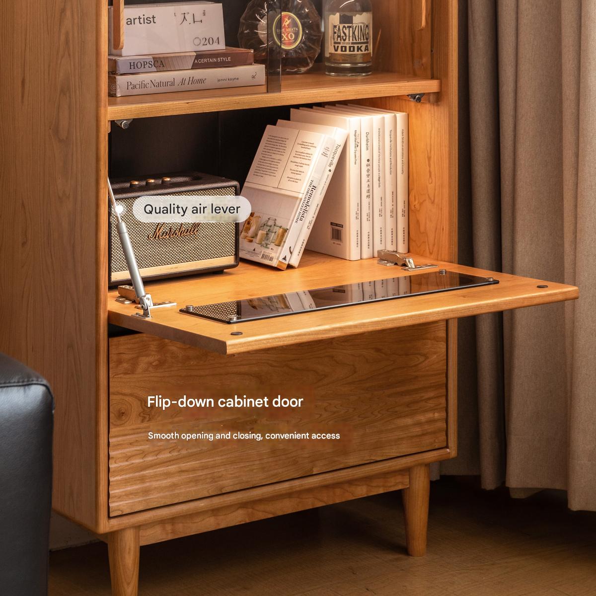 Cherry Solid Wood Retro Storage Side Cabinet.