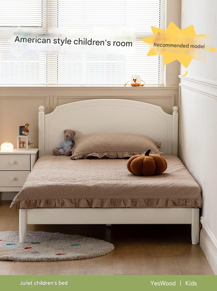 Rubber Wood Children's Bed American Cream Style.