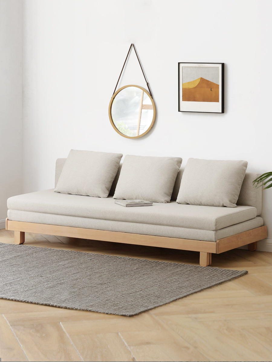 European Beech Solid Wood Sofa Bed Retractable Folding Bbed.