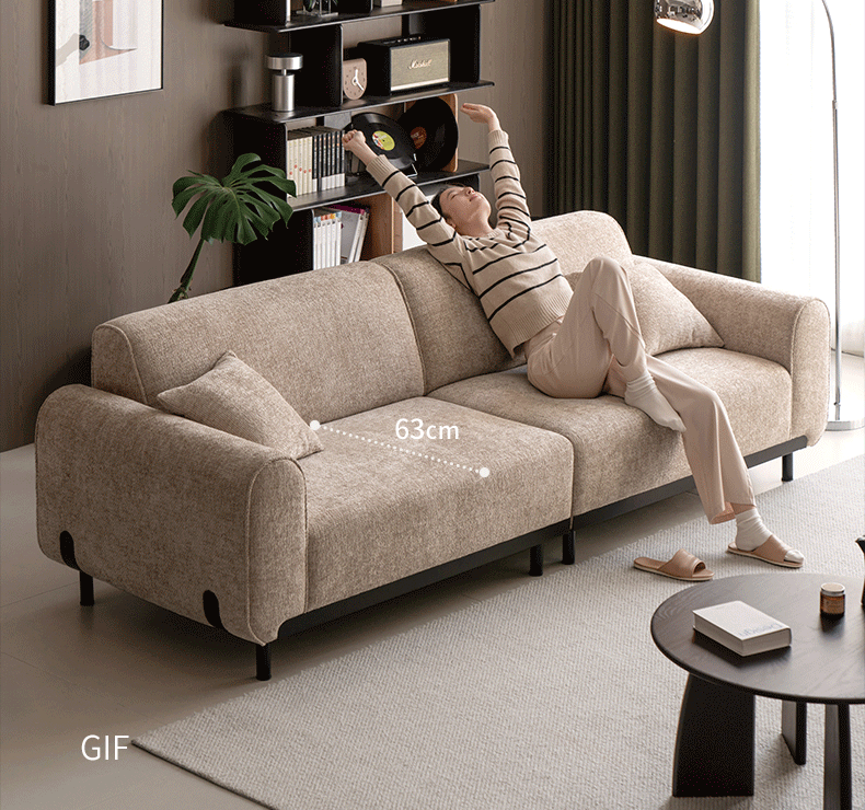 Fabric Straight Sofa Wabi Sabi Style,