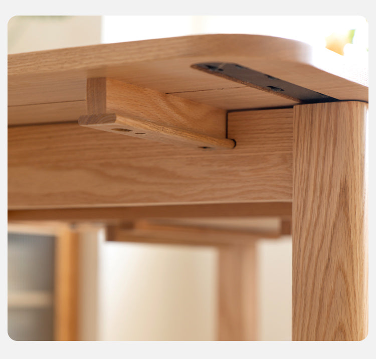 Oak Solid Wood Telescopic Folding Dining Table