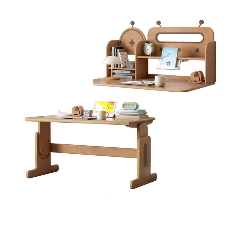 Beech Solid Wood Lifting Desk Bookshelf Combination