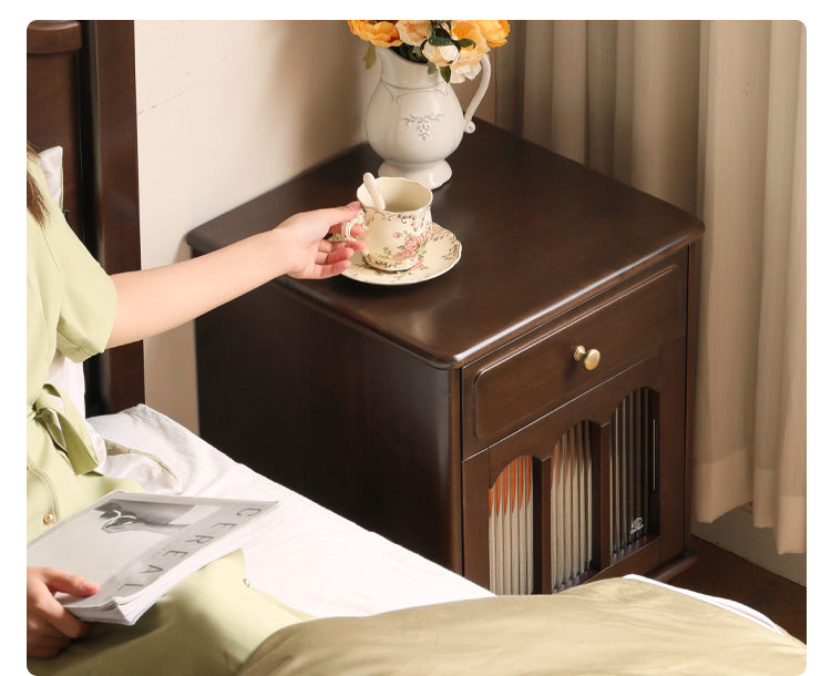 Black Walnut, Poplar Solid Wood American Retro Nightstand