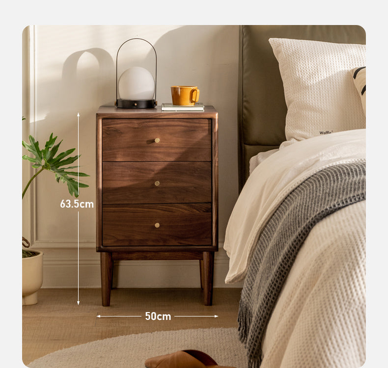 Black Walnut Solid Wood Nightstand.