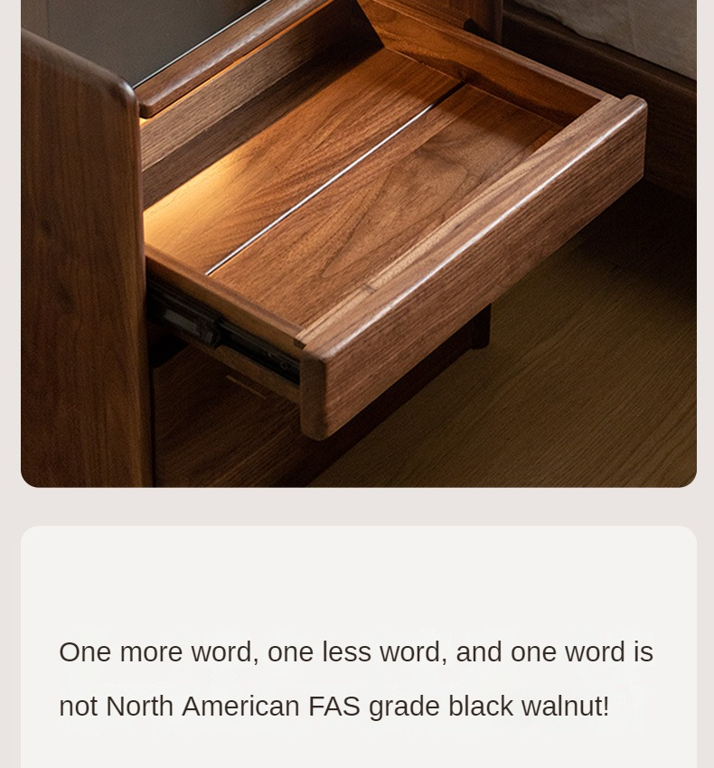 Black Walnut, Oak, Sandalwood Solid Wood Nightstand Socket, Lamp