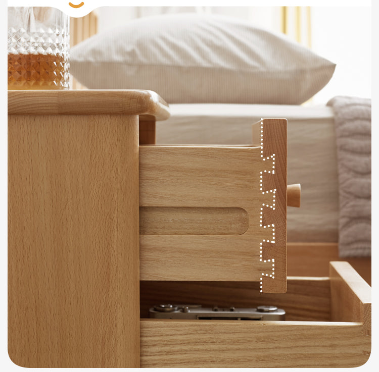 Beech Solid Wood Drawer Nightstand.