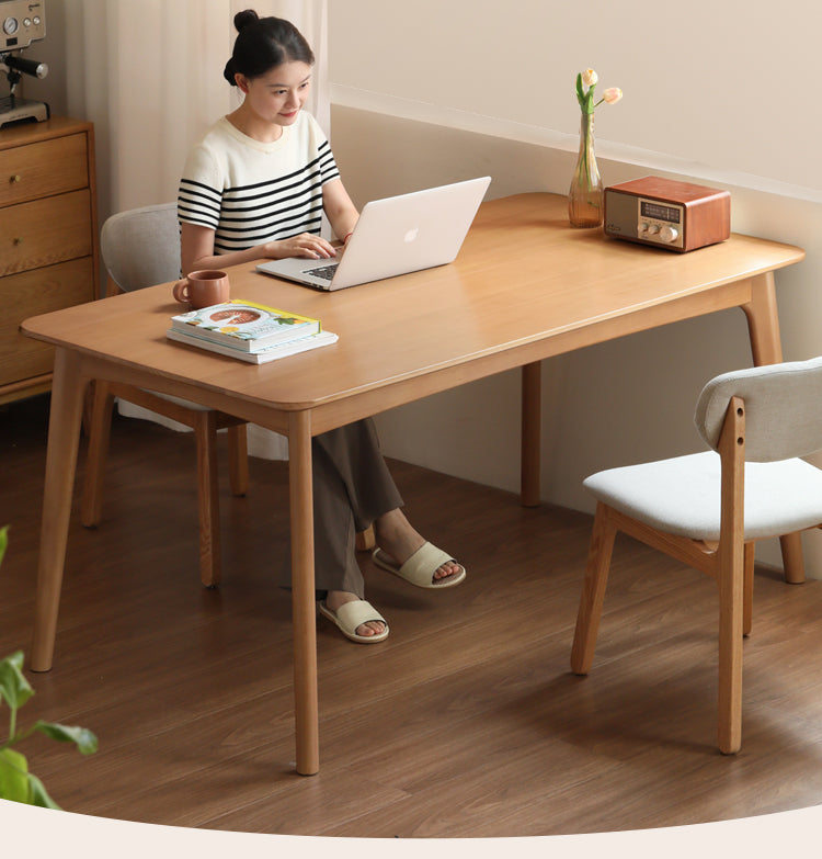Poplar Solid Wood Modern Reliable Rock Dining Table.
