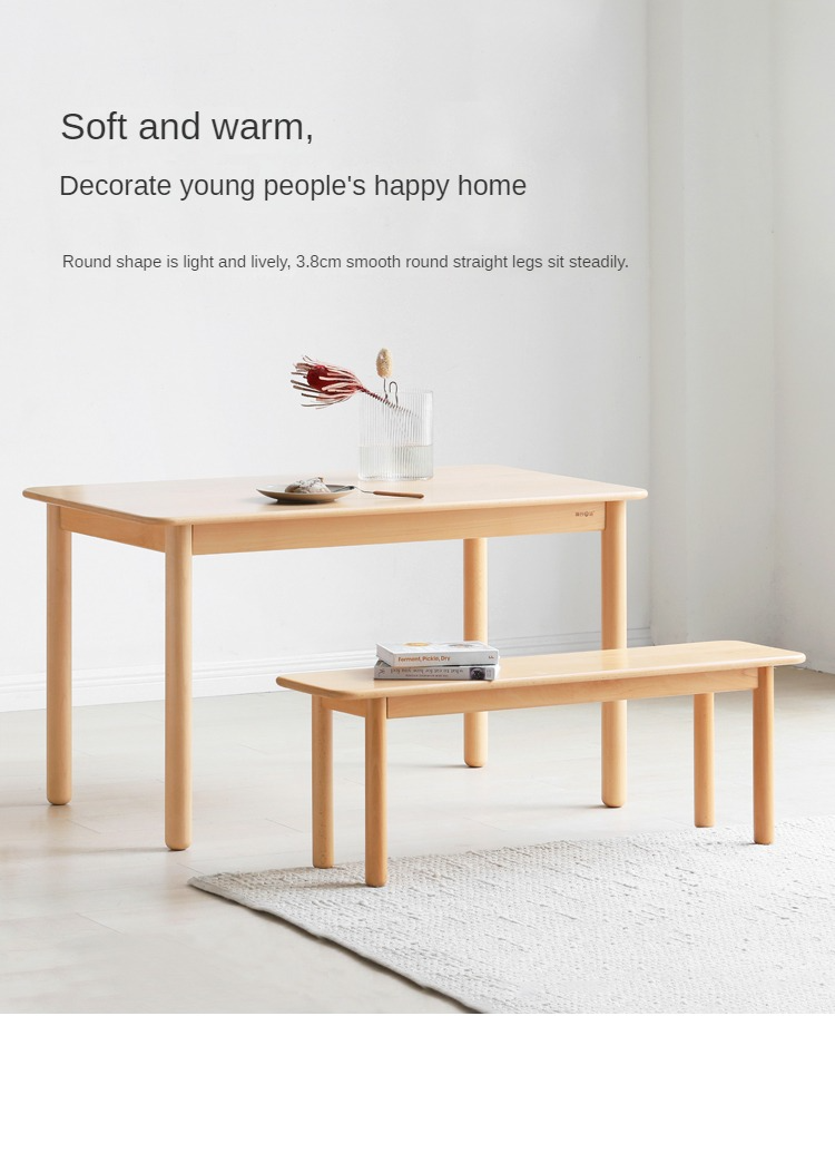European Beech Wood Modern Long Bench