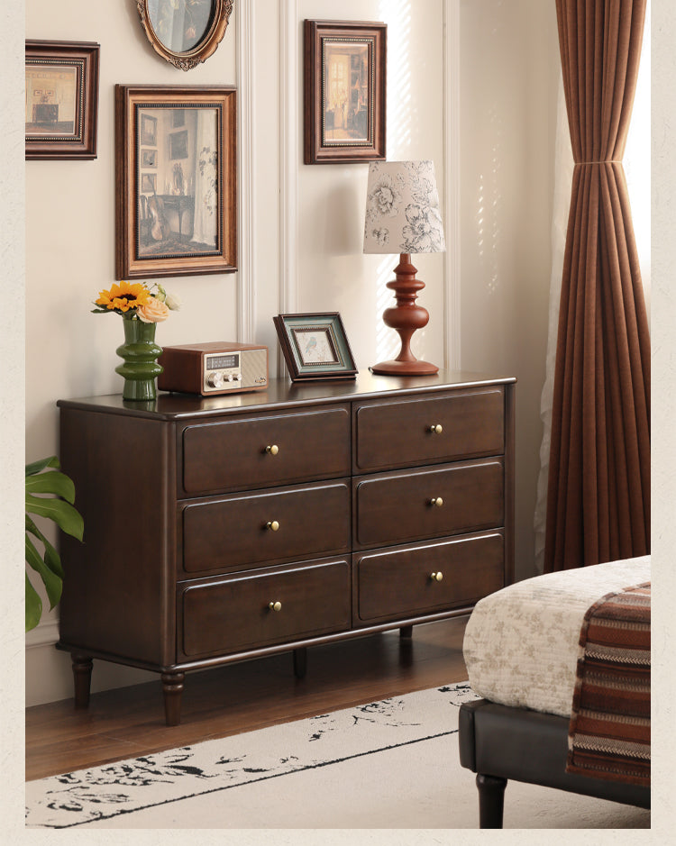 Poplar Solid Wood American Retro Style Chest of Drawers.