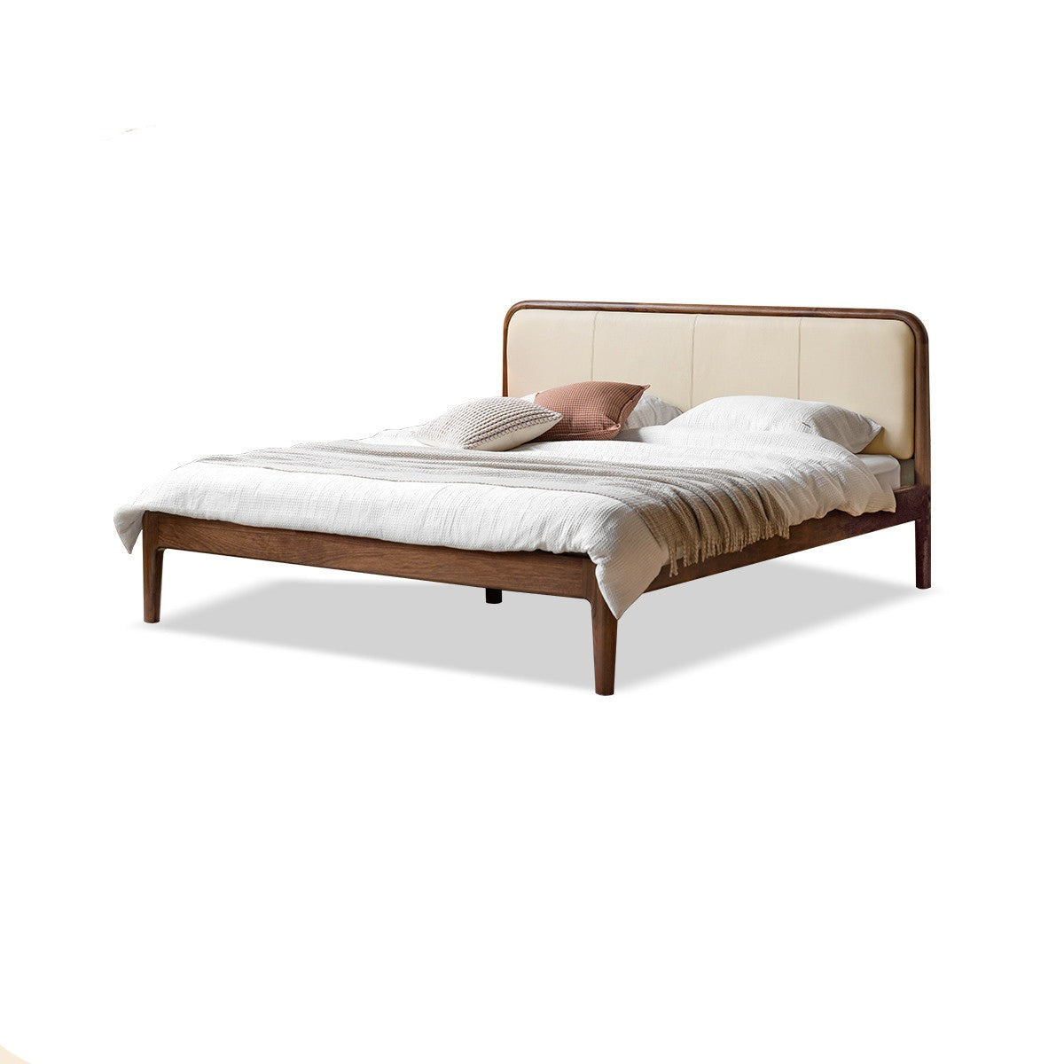 Black Walnut,Cherry Wood Cowhide Leather,Technical Cloth Bed