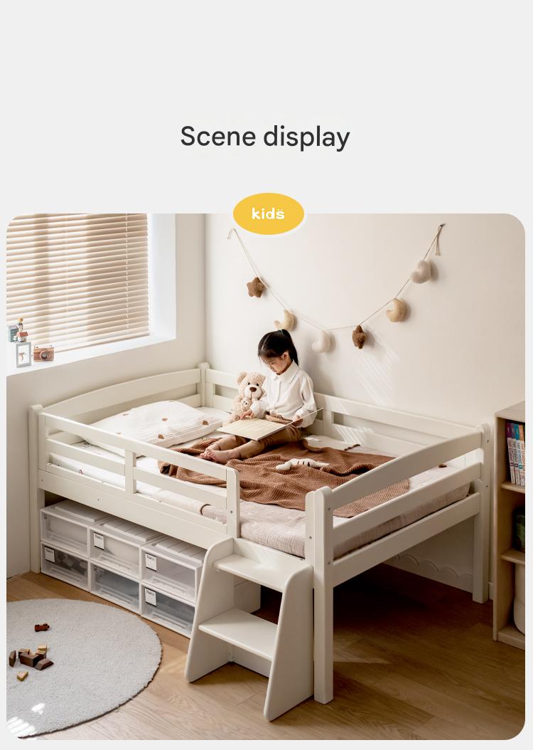 Oak solid wood single with guardrail bed