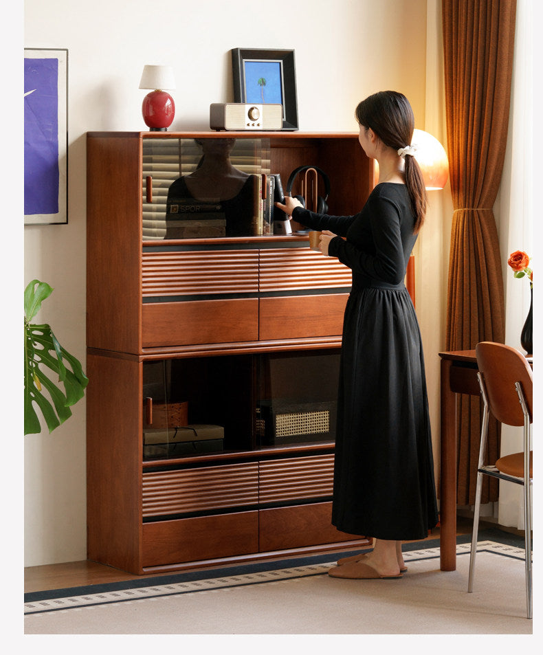 Poplar Solid Wood Vintage Style Study Storage Cabinet