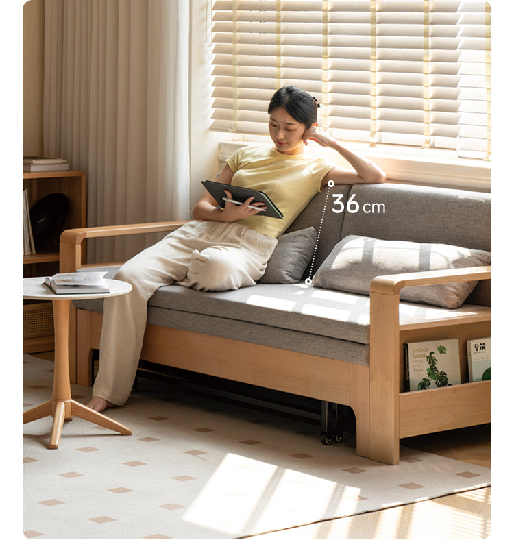 Oak Solid Wood Multi-function Sleeper Sofa.