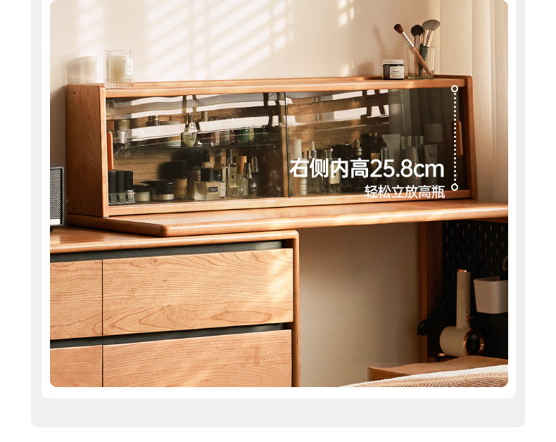 Сherry Solid Wood Retro Corner Vanity Table.