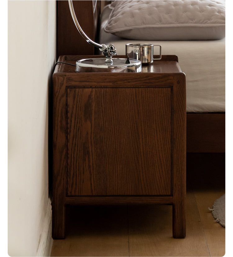 Oak Solid Wood, Solid Rubberwood Nordic Style Nightstand