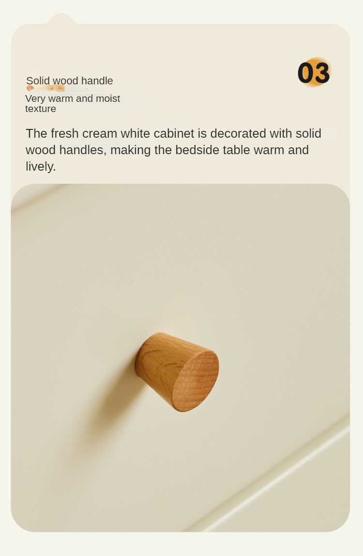 Pine Solid Wood White Luxury Nightstand.