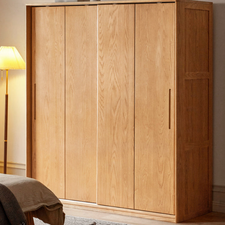 Oak, Ash Solid Wood Wardrobe Sliding Door.