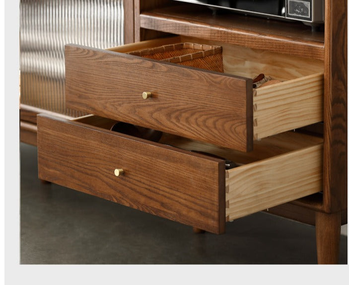 Ash Solid Wood Sideboard High Wine Cabinet Buffet