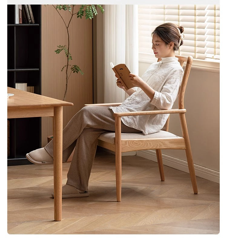 Ash, Oak Solid Wood Backrest Soft Chair