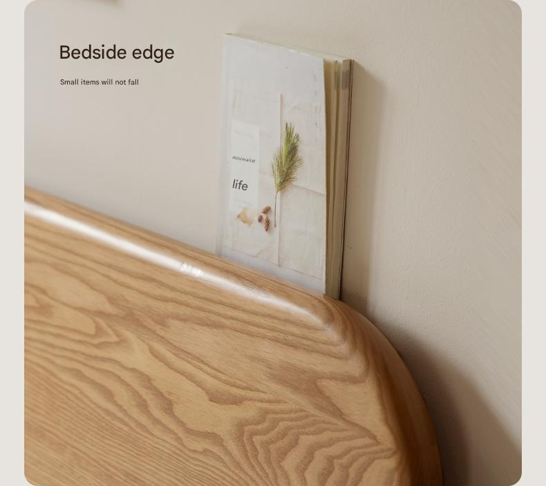 Ash Solid Wood Bed Simple High Headboard.