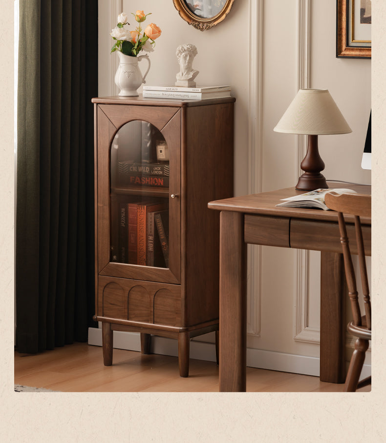 Black Walnut Solid Wood French Retro Side Cabinet