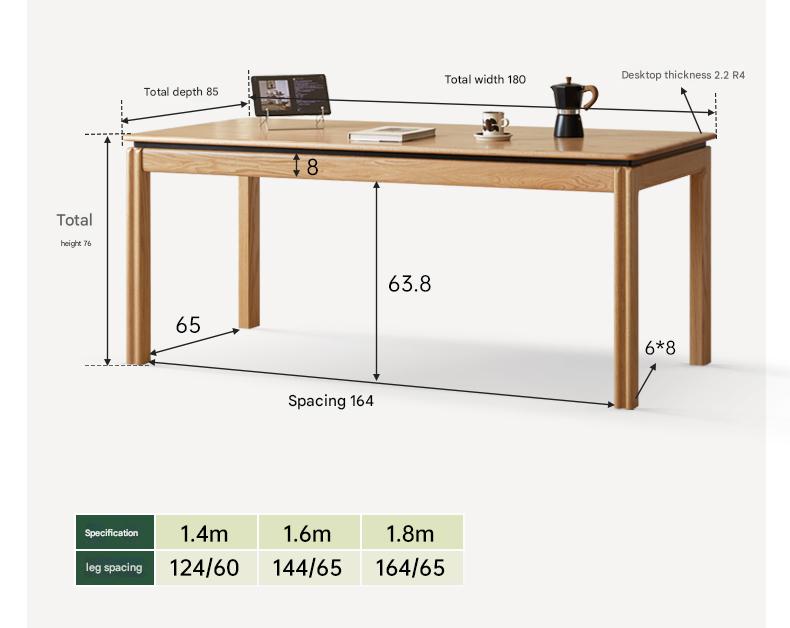 Ash, Oak Solid Wood Modern Dining Table