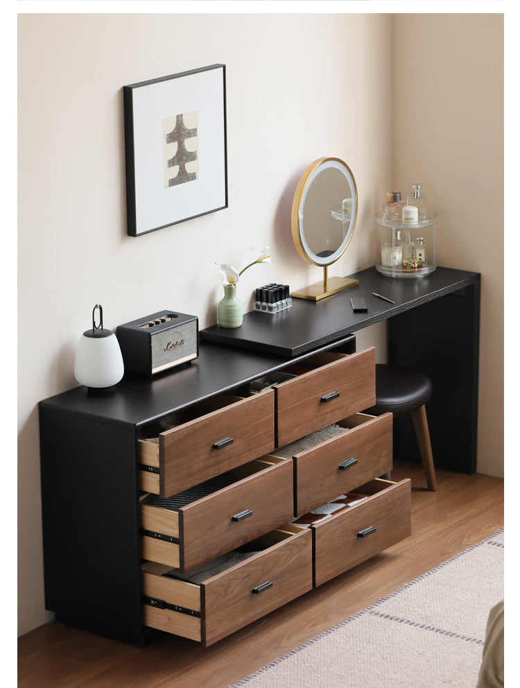 Black Walnut, Oak Solid Wood Italian Light Luxury Dressing Table.