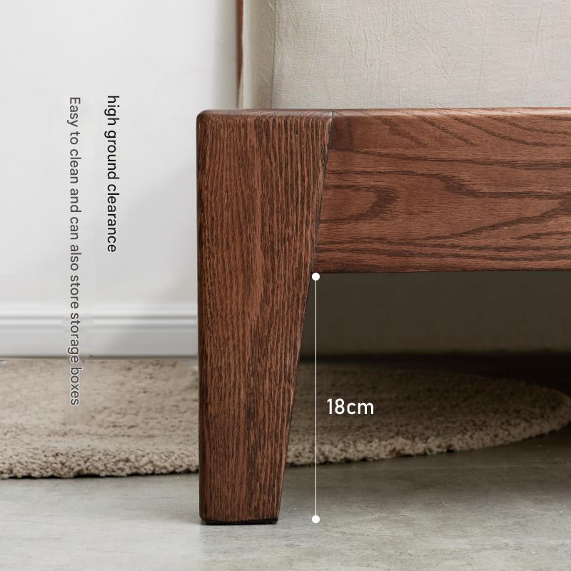 Oak solid wood bed modern simple Nordic bed