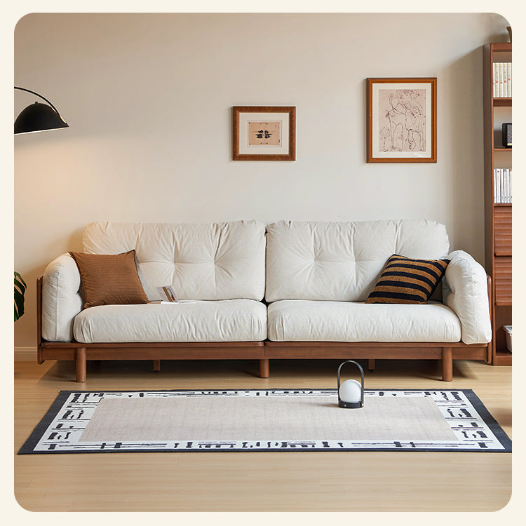 Rubber Solid Wood Fabric Sofa Ancient Style