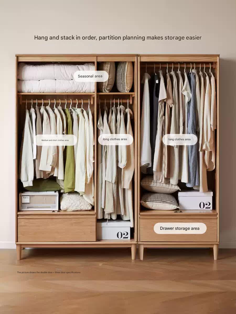 Oak Solid Wood Modern Wardrobe.