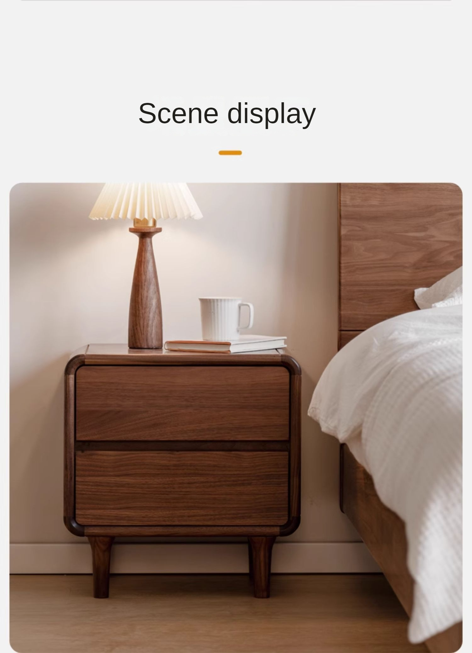 Black Walnut, Caluswood Solid Wood Minimalist Nightstand